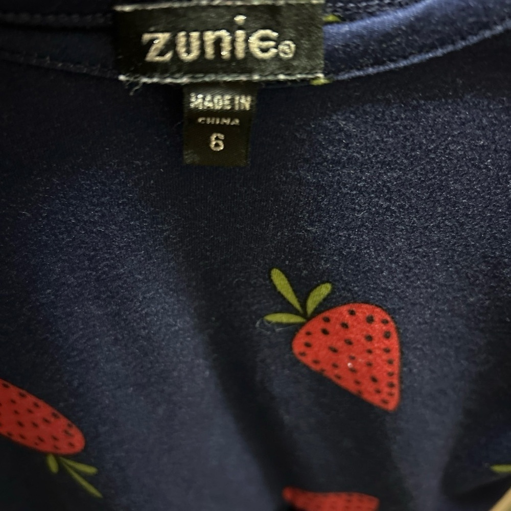 Zunie Navy Dress with Red Strawberry Print - Picture 2 of 3